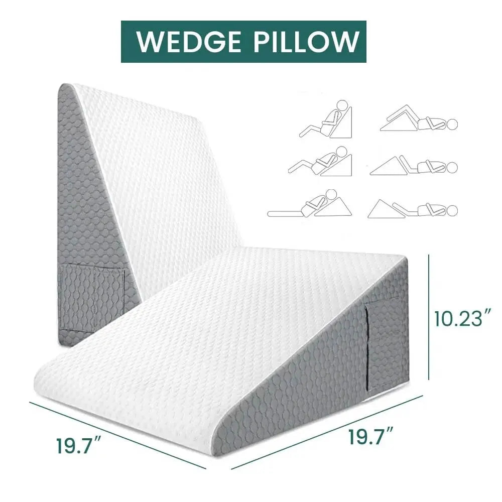 Wedge Pillow for Sleeping Acid Reflux After Surgery Triangle Elevated Pillow for Bedside Dormitory Office Air Layer Memory Foam Leedoar