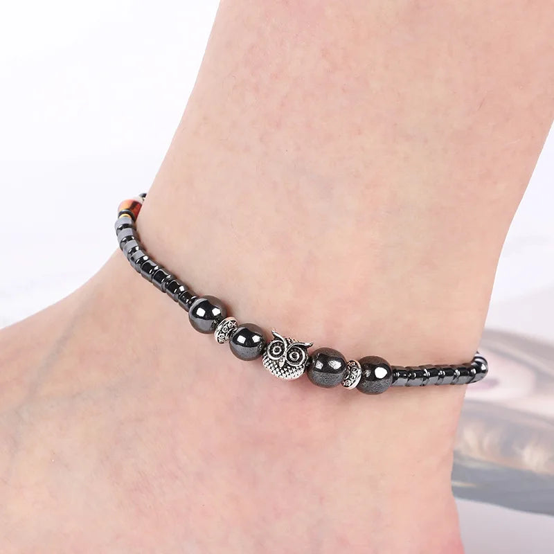 Weight Loss Magnet Anklets for Women Men Owl Animals Stone Magnetic Therapy Bracelets Anklet Pain Relief Slimming Health Jewelry Leedoar