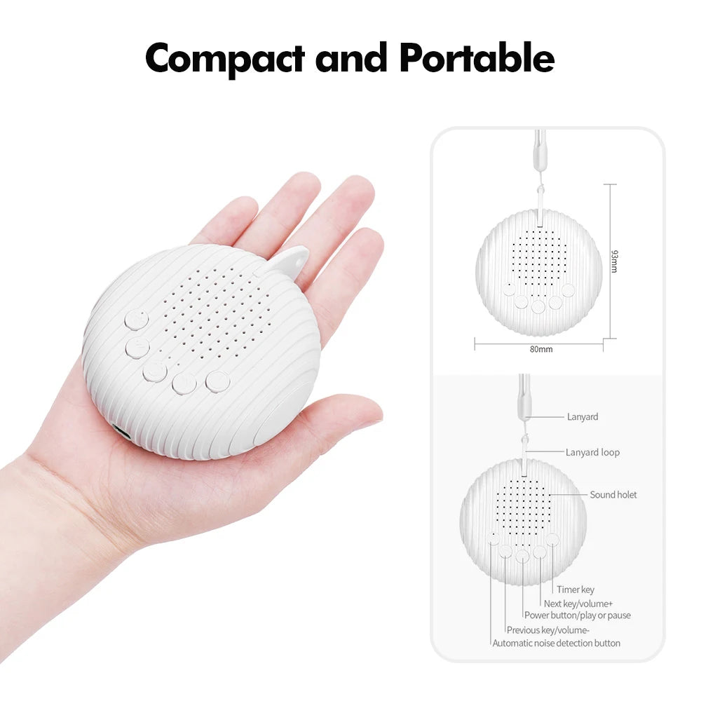 White Noise Sound Machine Portable Baby Sleep Machine 10 Soothing Sounds Volume Adjustable Built-in Rechargeable Battery USB