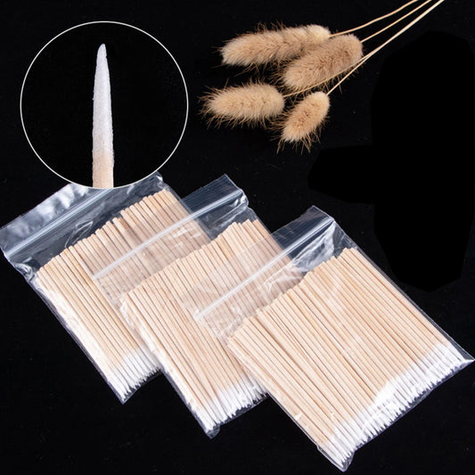 Wholesale 100/300/500Pcs Wooden Eyebrow Eyeline Cotton Swab Lip Gloss Pointy Swabs Cleaning Sticks Eyelash Extension Applicators