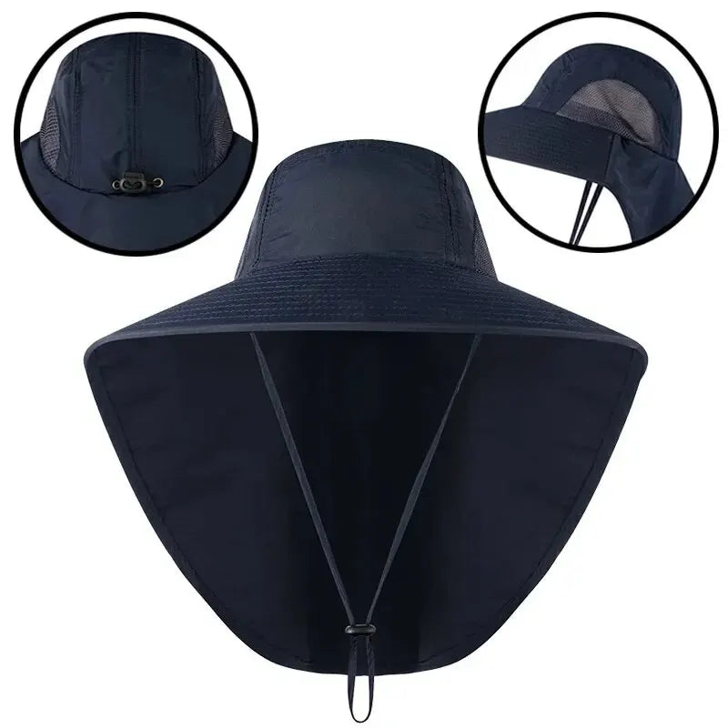 Wide Brim Baseball Hats for Women and Men Sun Defender Cooling Neck Guard Safari Cap for Hiking Fishing Outdoor Hat with Flap Leedoar