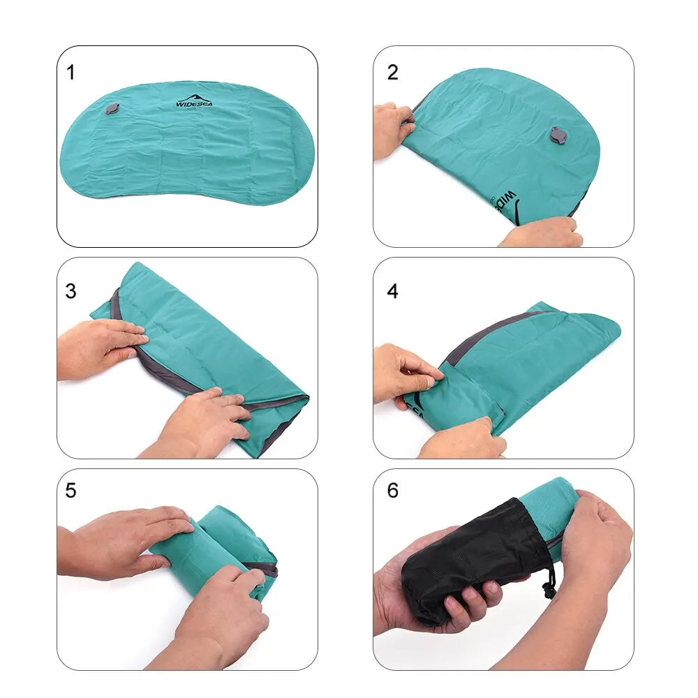 Widesea Portable Inflatable Pillow Camping Equipment Compressible Folding Air Cushion Outdoor Protective Tourism Sleeping Gear Leedoar