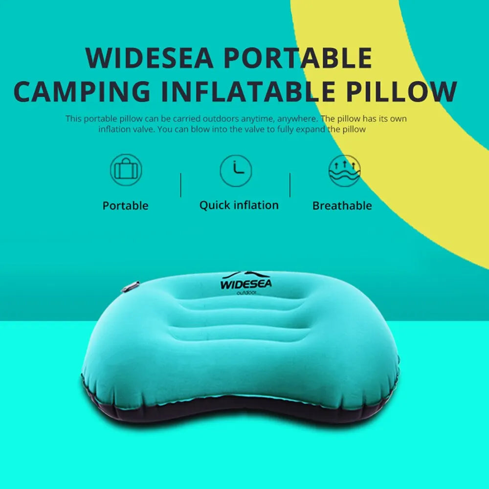 Widesea Portable Inflatable Pillow Camping Equipment Compressible Folding Air Cushion Outdoor Protective Tourism Sleeping Gear Leedoar