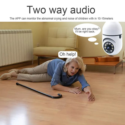 Wifi 3MP E27 Bulb Surveillance Camera Indoor 4X Digital Zoom AI Human Detect Full Color Night Vision Wireless Cameras Smart Home Leedoar