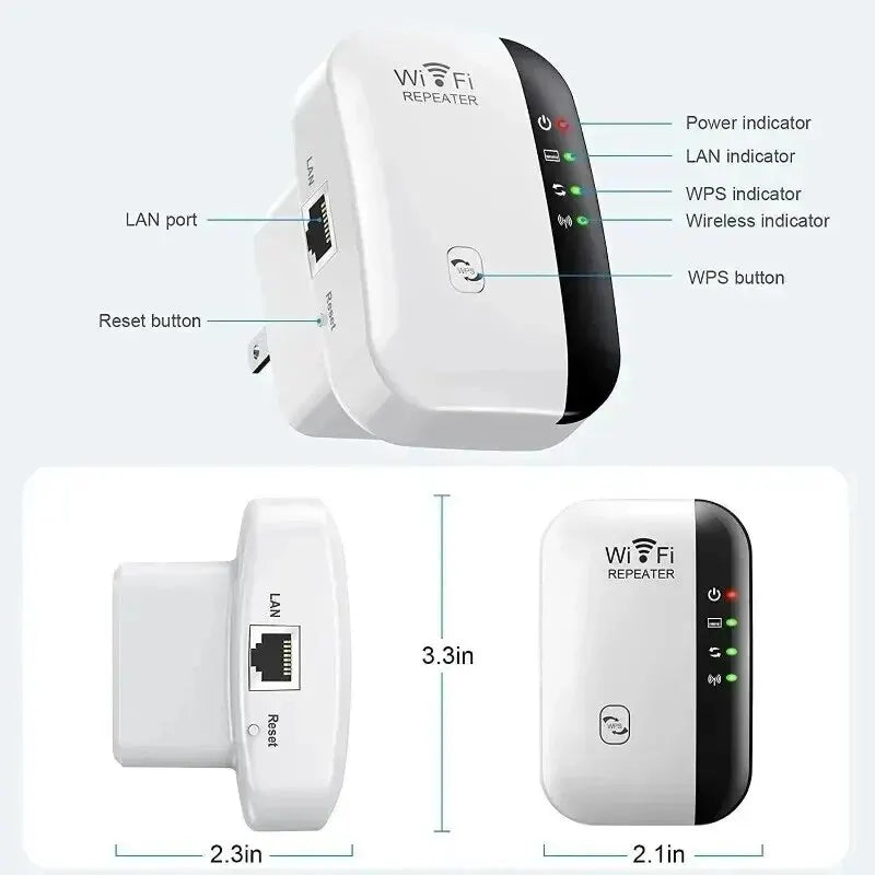 Repetidor Wifi Amplificador de Sinal Sem Fio Estendido Melhorador de Rede UE EUA Roteador Doméstico 300m Através da Parede Quarto Receber Em Movimento 