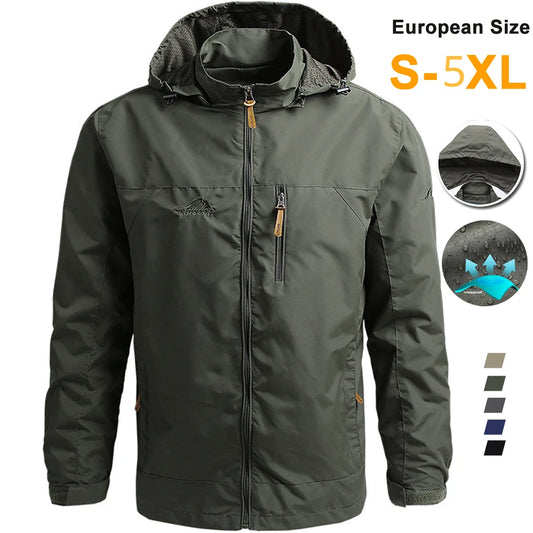 Jaqueta corta-vento masculina tática impermeável com capuz para atividades ao ar livre casaco esportivo militar europeu tamanho S-5XL escalada de campo roupa fina 