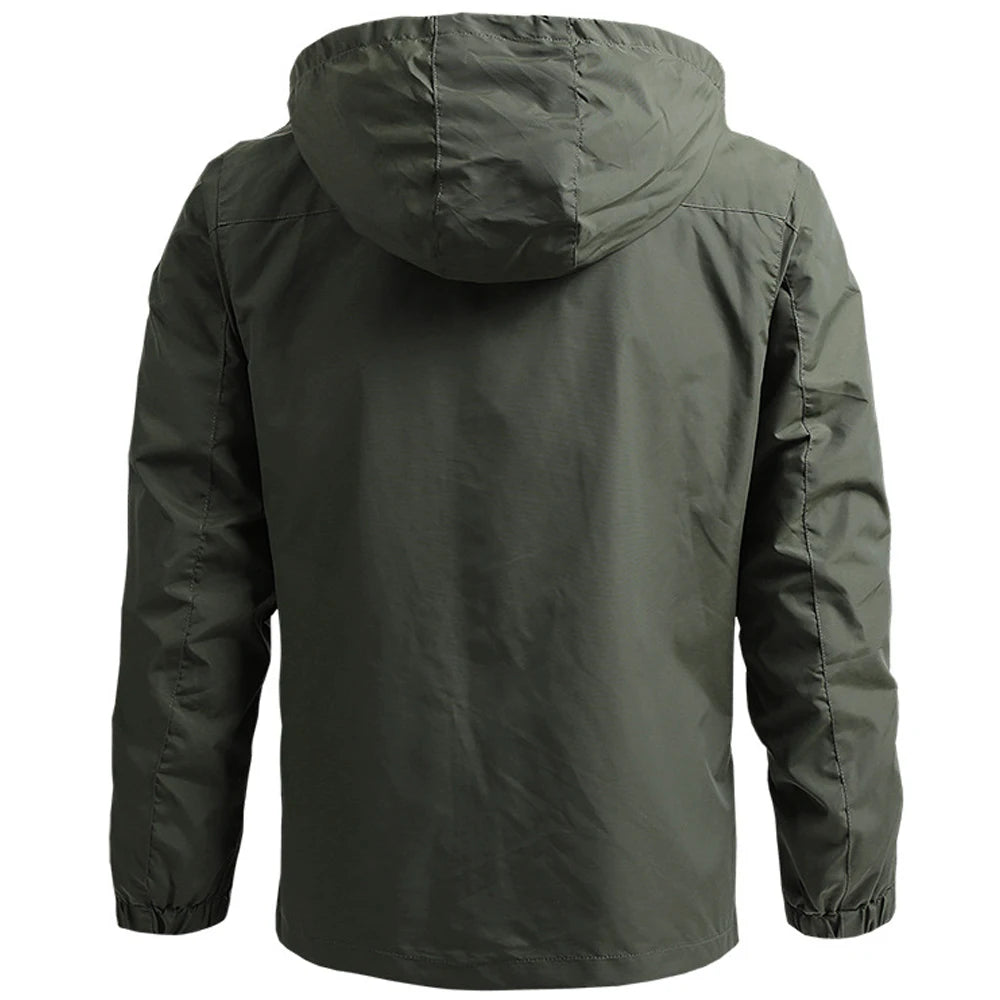 Windbreaker Men Tactical Jacket Waterproof Outdoor Hooded Coat Sports Military European Size S-5XL Field Climbing Thin Outwear Leedoar