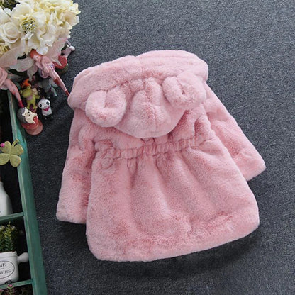 Winter Baby Kids Jacket For Girls Coats Faux Fur Thick Warm Snowsuit Hooded Parka Toddler Children Outerwear Clothing