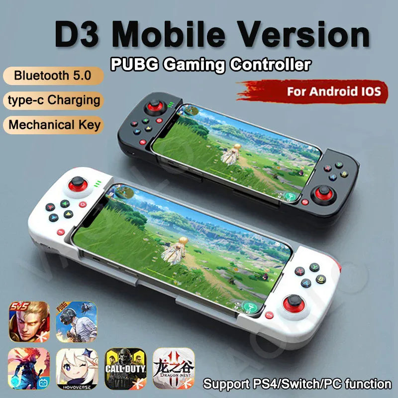 Controlador de juegos inalámbrico BT 5.0 extensible para teléfono móvil Android IOS Gamepad Joystick Eat Chicken Gamepad para PS4 Switch PC 