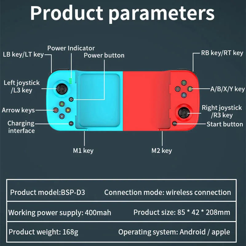 Controlador de juegos inalámbrico BT 5.0 extensible para teléfono móvil Android IOS Gamepad Joystick Eat Chicken Gamepad para PS4 Switch PC 