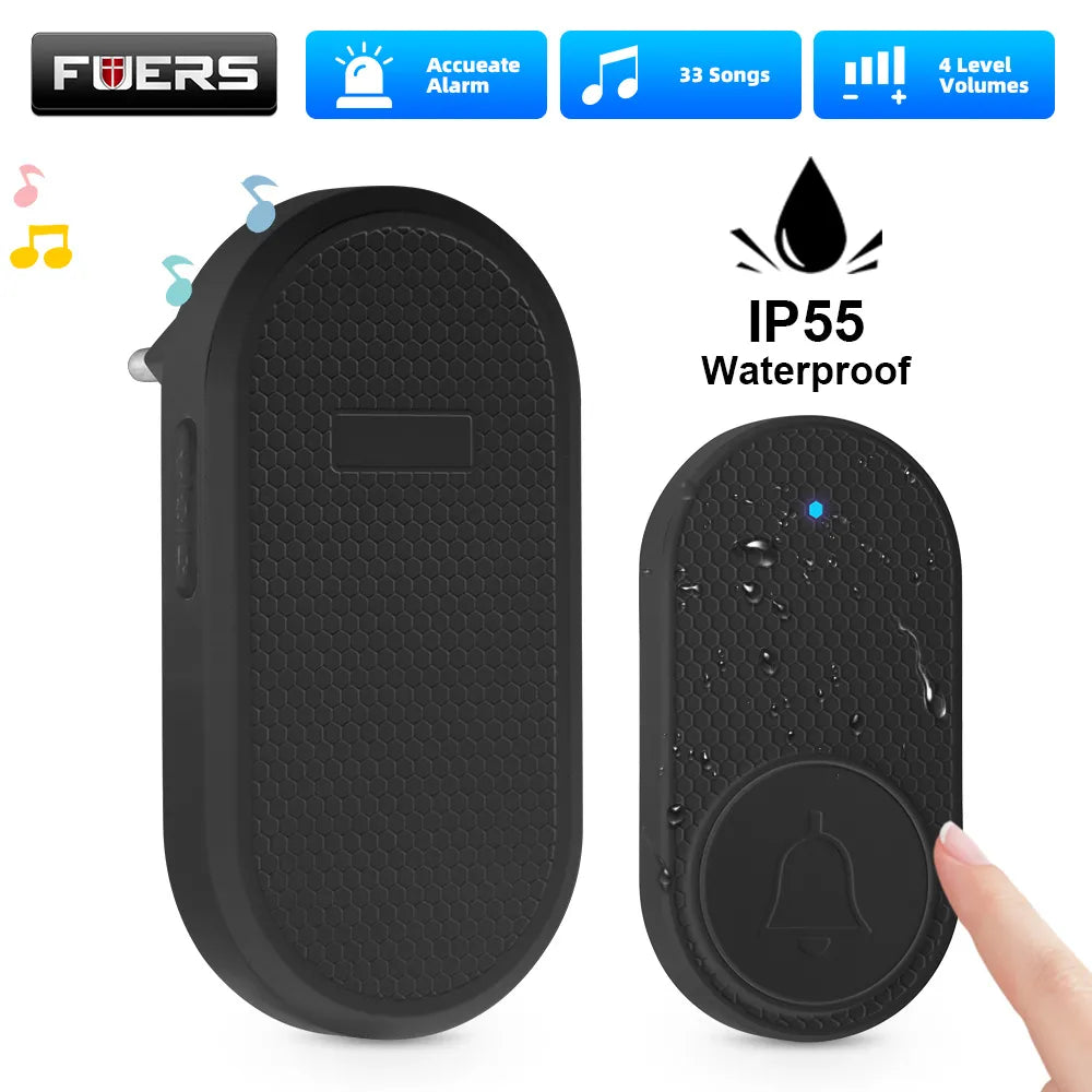 Wireless Doorbell Waterproof Welcome Chime Home Door Bell Intelligent 32 Songs Smart Melodies Alarm With Battery-Fuers M558 Leedoar