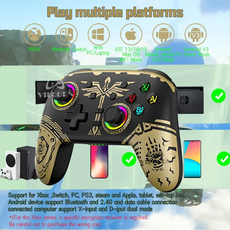 Controle sem fio para Pro Switch Elite BT Controller para Nintendo Switch OLED/Lite Joyestick para PC/Steam Deck com 6 eixos 