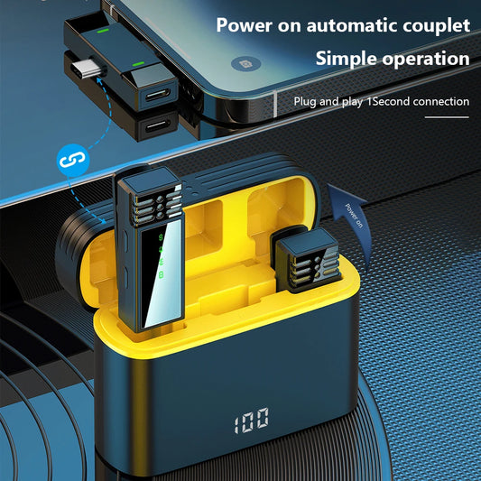 Micrófono de solapa inalámbrico para teléfono celular Micrófono de solapa portátil de doble núcleo 2.4G para iPhone Android Grabación de audio en vivo 