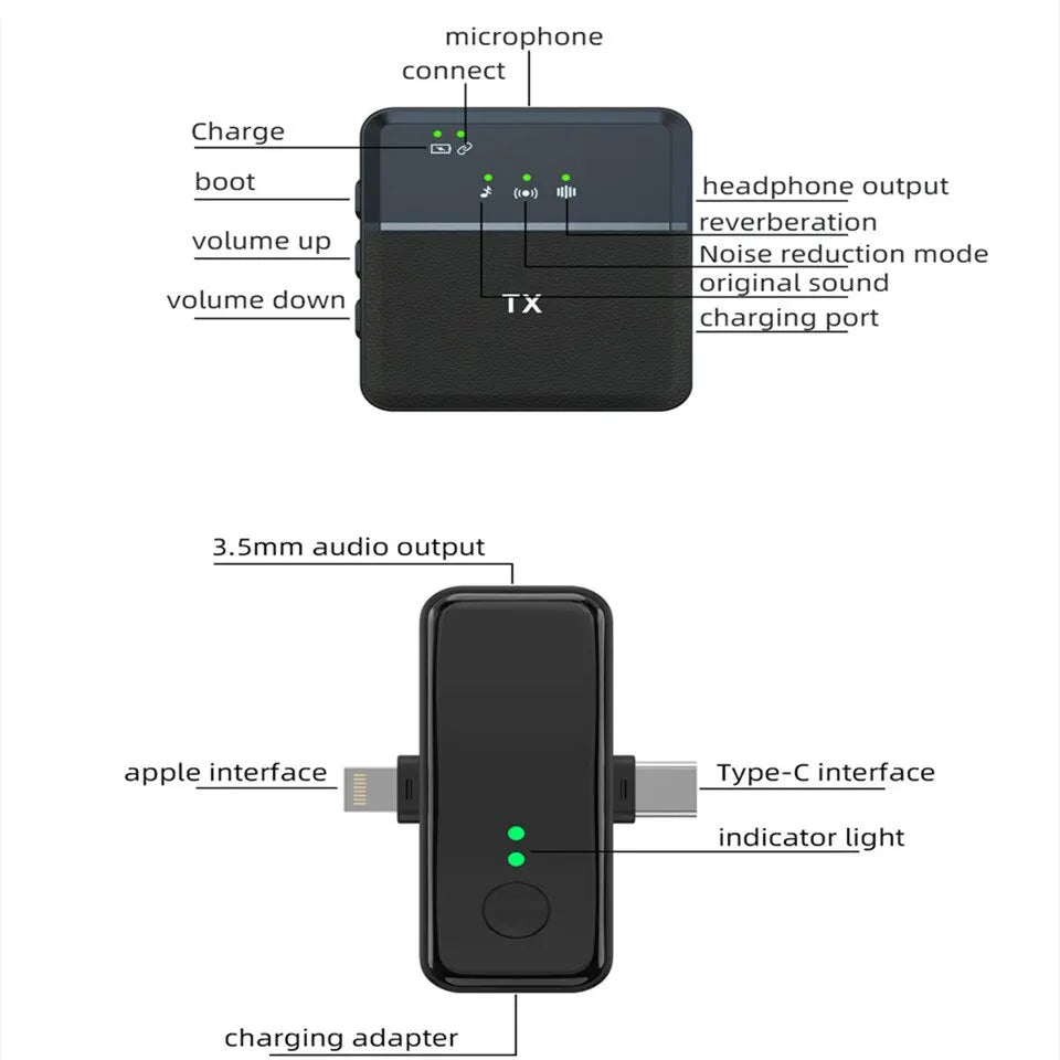 Microfone de lapela sem fio com cabo de áudio de 3,5 mm, microfone de lapela para câmera, smartphone, placa de som, microfone de gravação para YouTube 