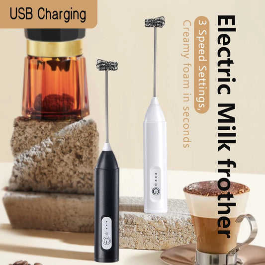 Batedor de leite sem fio elétrico recarregável por USB 3 velocidades liquidificador portátil pequeno fabricante de espuma de café batedor para café utensílios de cozinha 