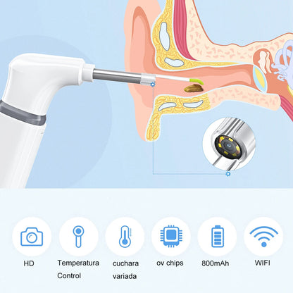 Wireless Otoscope Ear Camera 3.9mm 1080P HD WiFi Ear Scope with 6 LED Lights for Kids and Adults Support Android and iPhone Leedoar