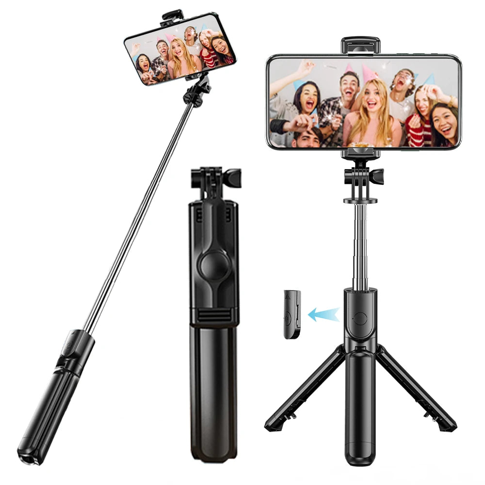 Wireless Selfie Stick Tripod Stand with Detachable Remote for iPhone Mobile Phone Tiktok Live Streaming Leedoar