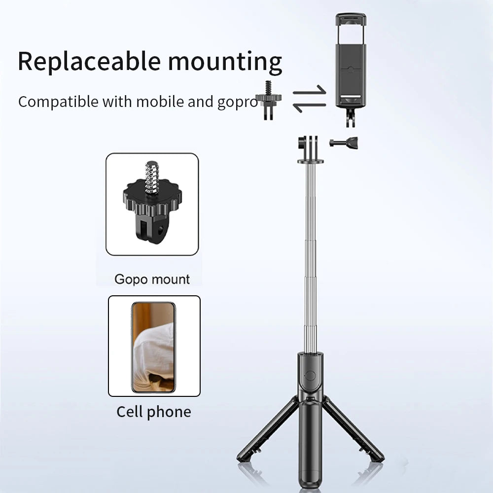 Wireless Selfie Stick Tripod Stand with Detachable Remote for iPhone Mobile Phone Tiktok Live Streaming Leedoar