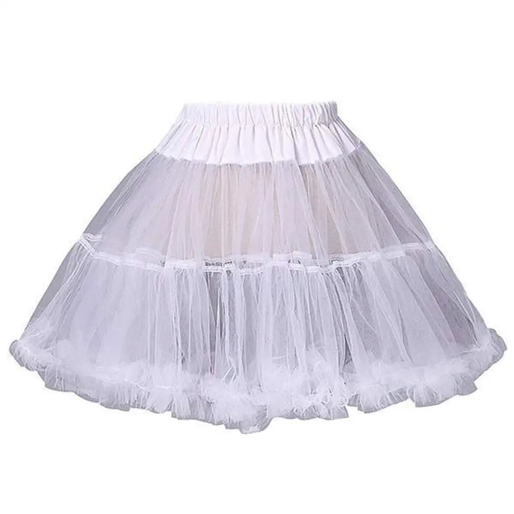 Women Girls Ruffled Short Petticoat Solid Fluffy Bubble Tutu Skirt Puffy Half Slip Prom Crinoline Underskirt No Hoop