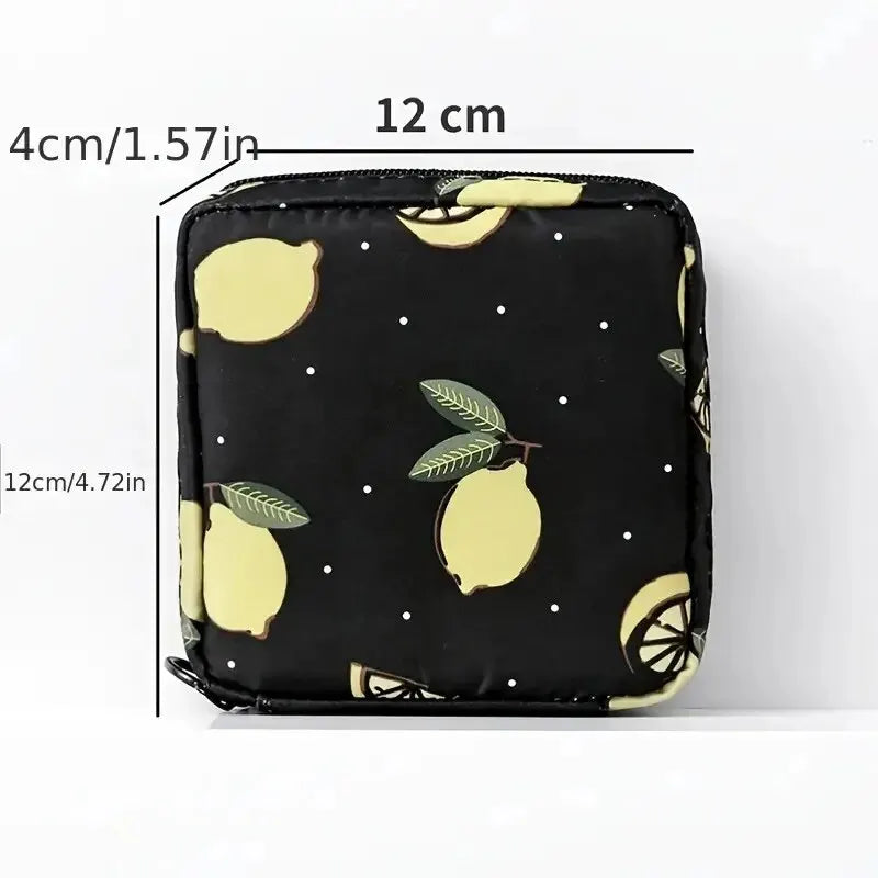 Women Sanitary Napkin Tampon Storage Bag Portable Waterproof Organizer Pouch Cartoon Pattern Sanitary Napkin Bag Leedoar