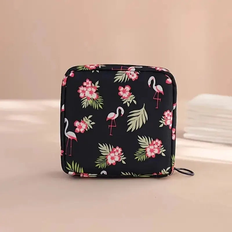 Women Sanitary Napkin Tampon Storage Bag Portable Waterproof Organizer Pouch Cartoon Pattern Sanitary Napkin Bag Leedoar