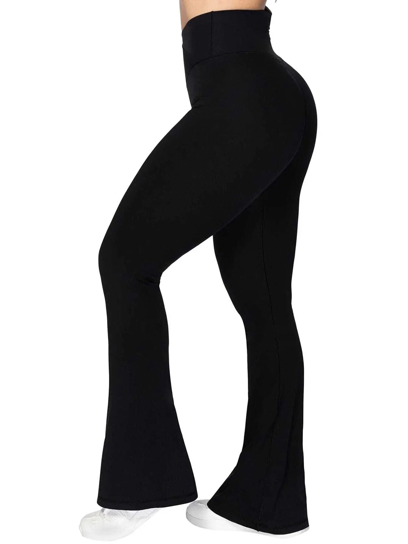 Women's High Waist Yoga Pants Fit Flared Leg for Summer Crossover Waist Wide Leg Pants Comfortable Fitness Sports Leggings Leedoar