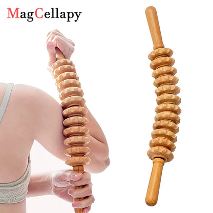 Wood Therapy Roller Gear Stick Massage Tool Cellulite Slimming Roller Massager Lymphatic Drainage Body Shaping Trigger Stick Leedoar