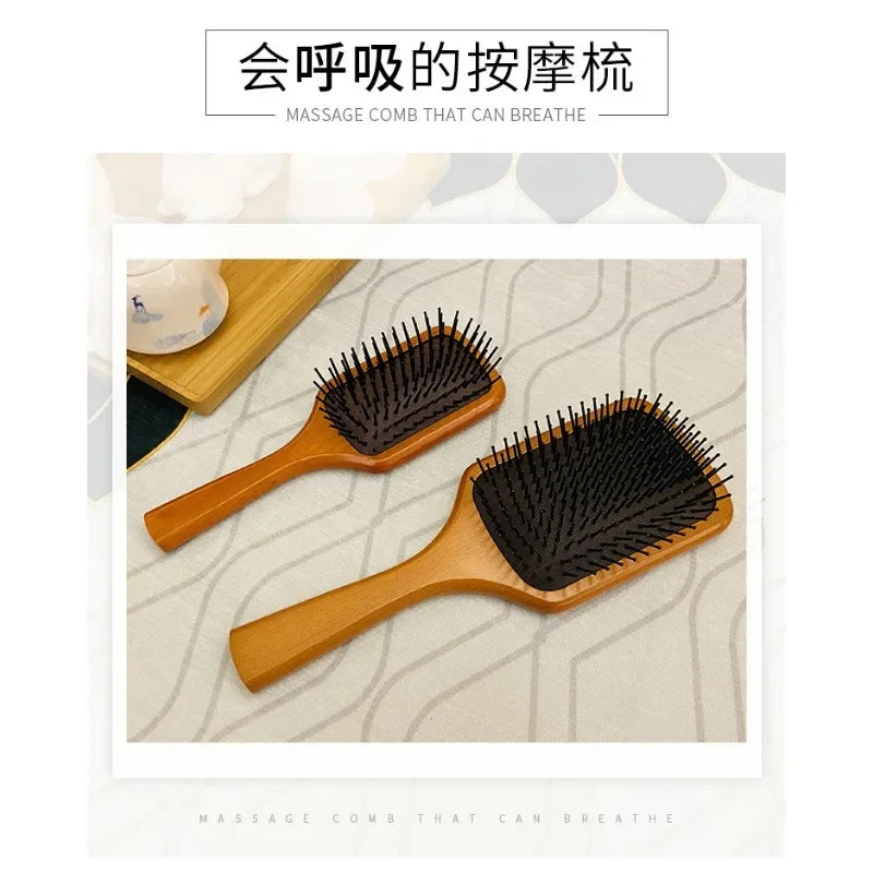 Wooden Airbag Massage Comb Scalp Care Female Curly Hair Household High-grade Anti-static Hair Loss Large Board Makeup Comb Leedoar