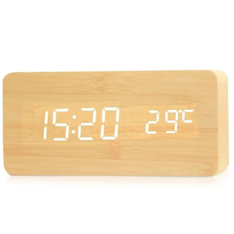 Reloj despertador digital de madera, reloj despertador LED con temperatura, relojes de escritorio para oficina, reloj de noche 