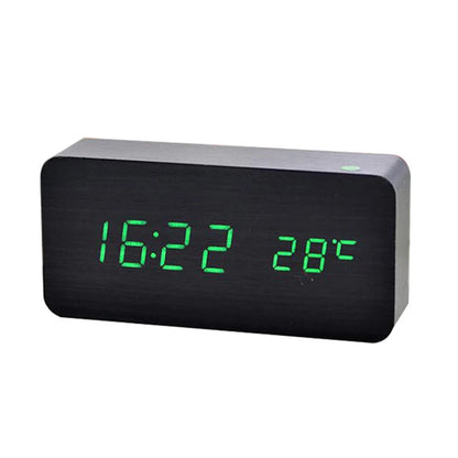 Reloj despertador digital de madera, reloj despertador LED con temperatura, relojes de escritorio para oficina, reloj de noche 