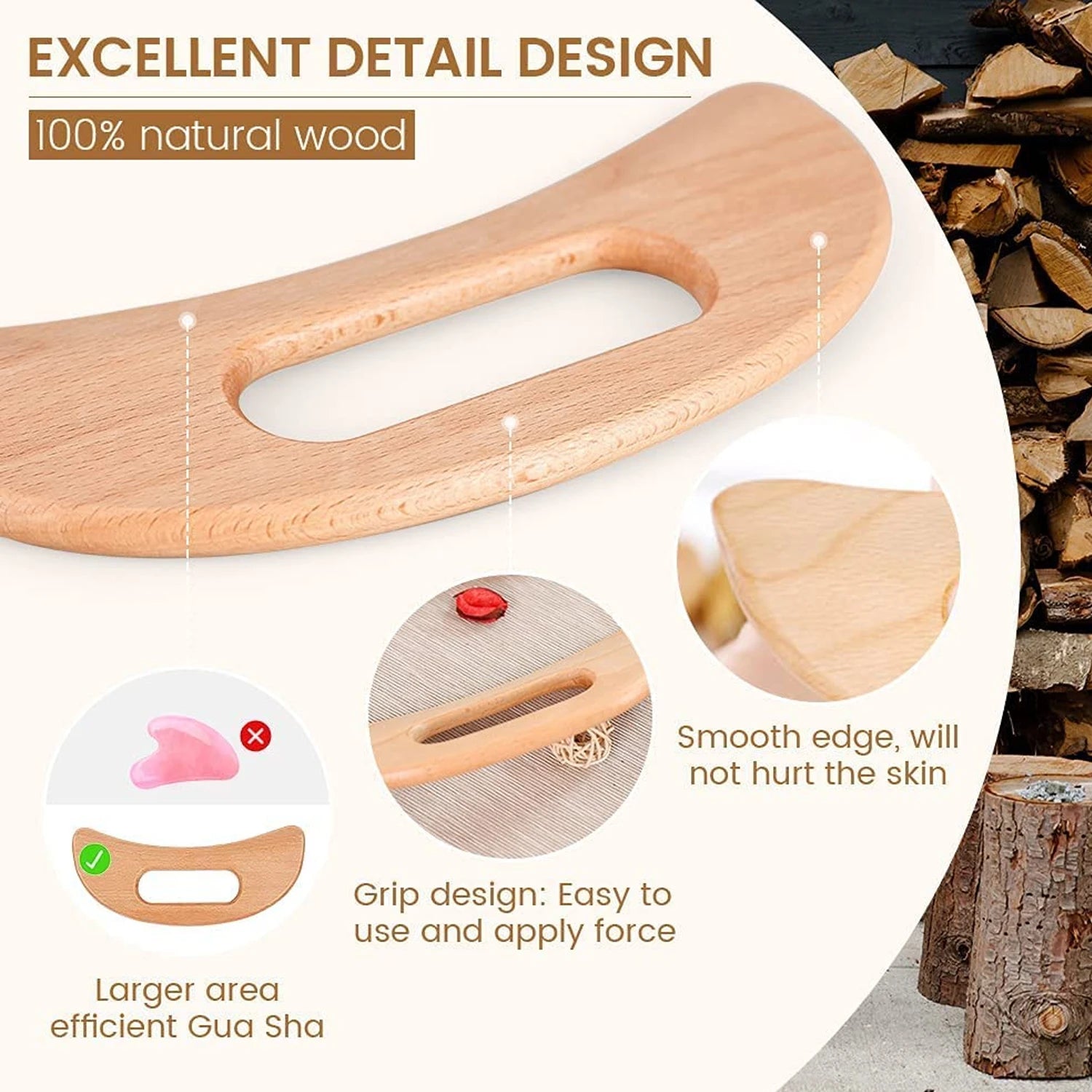 Wooden Gua Sha Tool Manual Massage Scraper for Anti Cellulite Slimming Guasha Massage Board Body Gua Sha Paddle Therapy Tool Leedoar