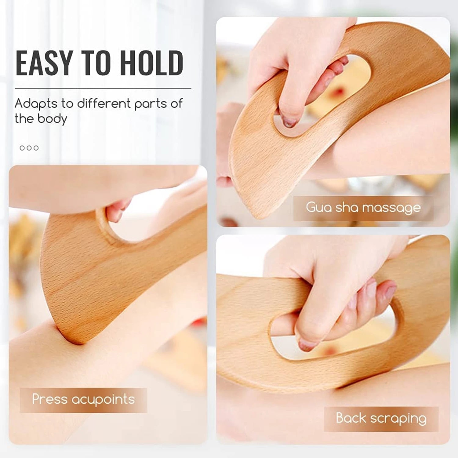 Wooden Gua Sha Tool Manual Massage Scraper for Anti Cellulite Slimming Guasha Massage Board Body Gua Sha Paddle Therapy Tool Leedoar