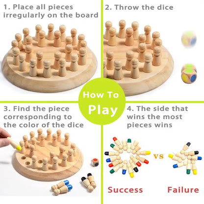 Brinquedos de quebra-cabeça de madeira Montessori Aprendizagem educacional Cor Sensorial BeBe Memória Fósforo Stick Xadrez Jogo de festa para crianças 