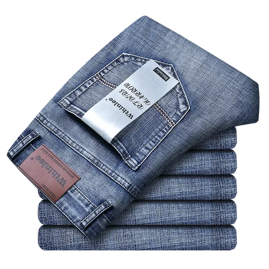 Wthinlee New Business Jeans Masculino Casual Reto Stretch Moda Clássico Azul Preto Trabalho Denim Calças Masculinas Roupas de Marca 