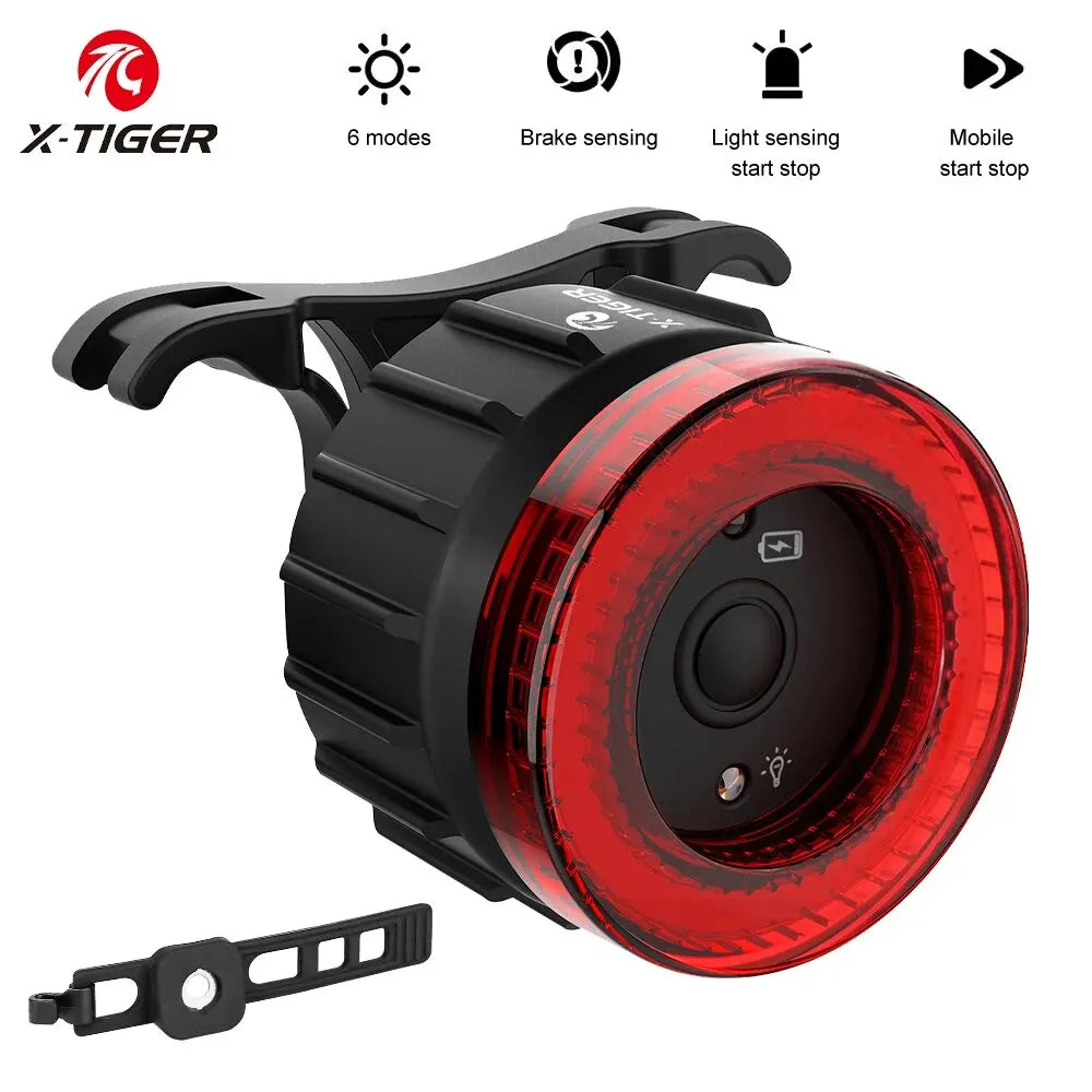 X-TIGER Smart Bicycle Tail Light Waterproof LED Sensor Brake Light Super Bright Cycling Safety Warning Light Leedoar