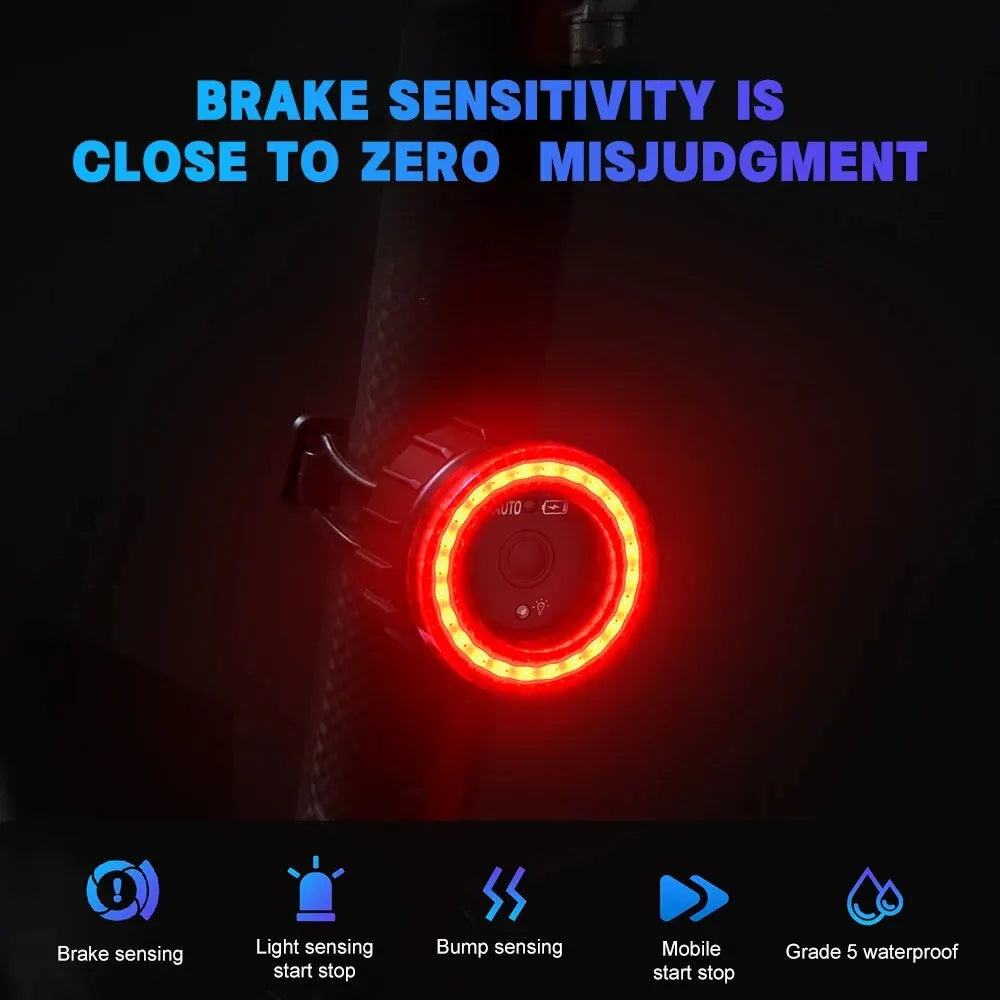 X-TIGER Smart Bicycle Tail Light Waterproof LED Sensor Brake Light Super Bright Cycling Safety Warning Light Leedoar