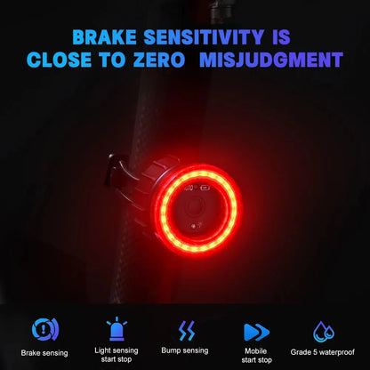 X-TIGER Smart Bicycle Tail Light Waterproof LED Sensor Brake Light Super Bright Cycling Safety Warning Light Leedoar