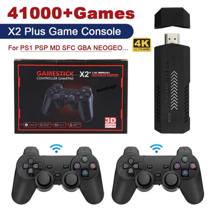 X2 Plus 256G 50000 Jogos GD10 Pro 4K Game Stick 3D HD Retro Video Game Console Controlador Sem Fio TV 50 Emulador Para PS1/N64/DC 