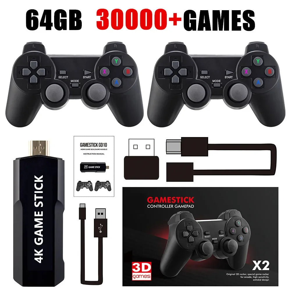 X2 Plus 256G 50000 Games GD10 Pro 4K Game Stick 3D HD Retro Video Game Console Wireless Controller TV 50 Emulator For PS1/N64/DC