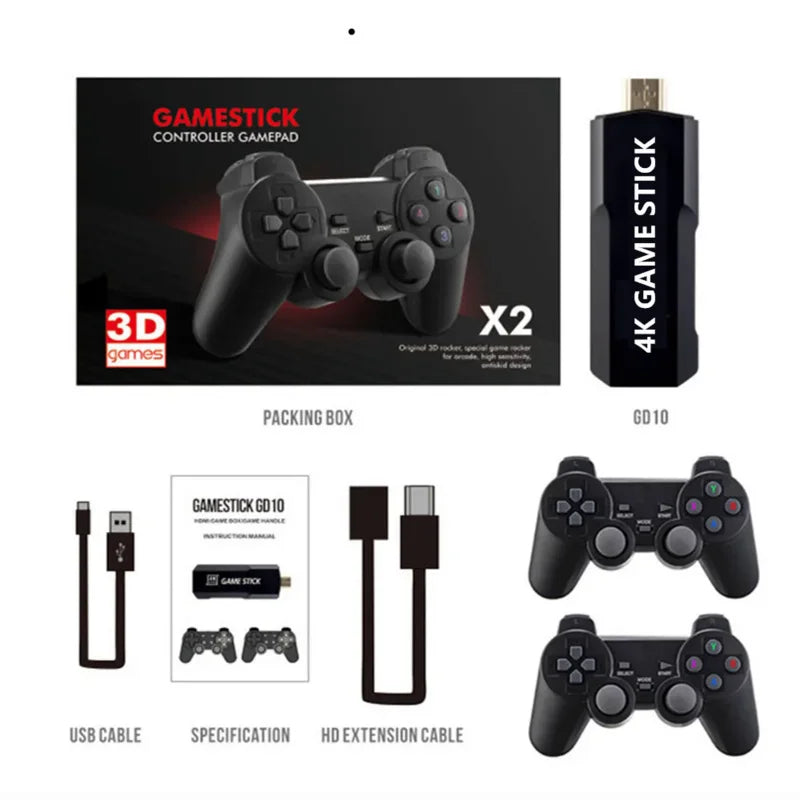 Consola de videojuegos retro X2 Plus 256G 50000 juegos GD10 Pro 4K Game Stick 3D HD, mando inalámbrico, emulador de TV 50 para PS1/N64/DC 