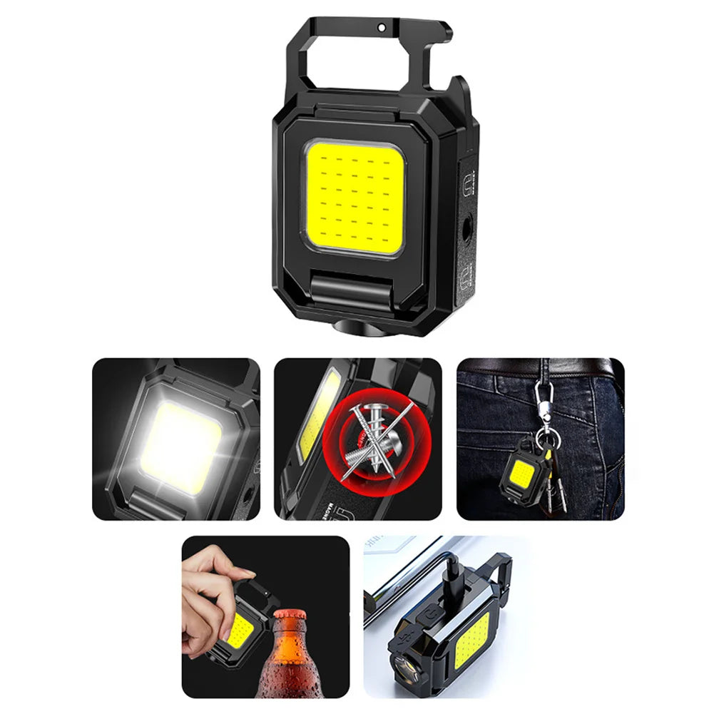 XPE Pocket Work Light 1000LM COB LED Mini Chaveiro Luz USB Recarregável Lanterna IPX4 À Prova D'Água para Camping Caminhadas Ao Ar Livre 