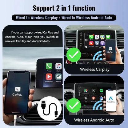 XUDA NOVO Adaptador sem fio CarPlay Android Auto sem fio Smart Mini Box Plug And Play WiFi Fast Connect Universal para Nissan 