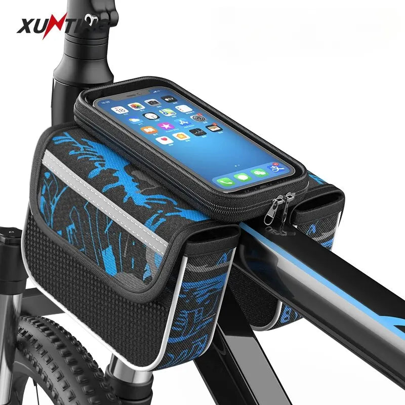 Xunting Bicycle Pannier Top Front Tube Frame Bag Waterproof MTB Road Bike Storage 6.0 Inches Phone Case Cycling Bag Touch Screen Leedoar