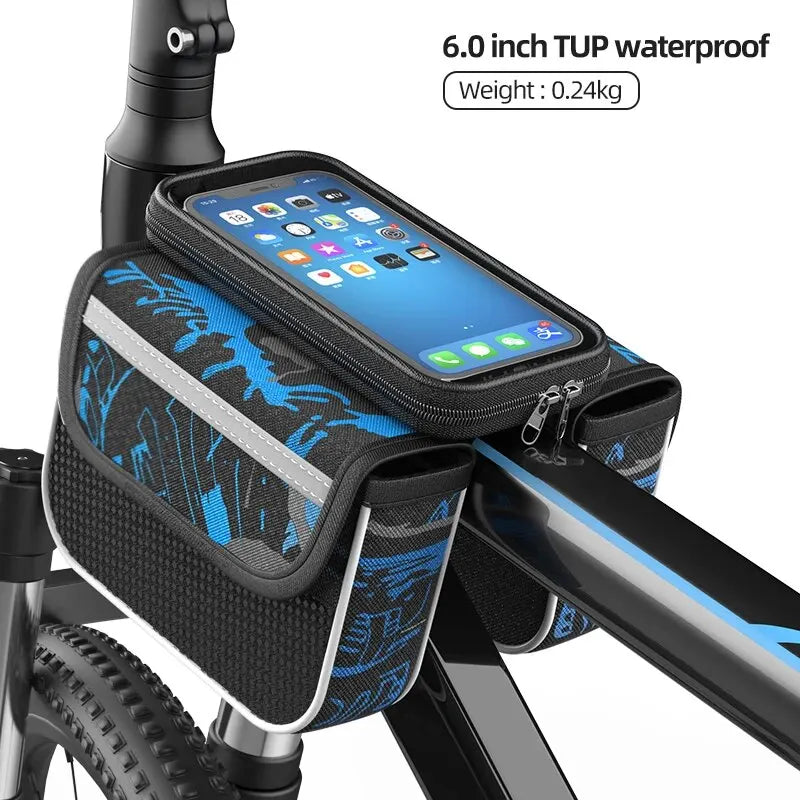 Xunting Bicycle Pannier Top Front Tube Frame Bag Waterproof MTB Road Bike Storage 6.0 Inches Phone Case Cycling Bag Touch Screen Leedoar