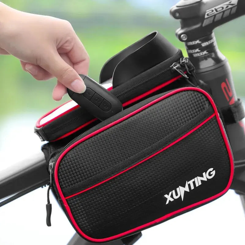 Xunting Bicycle Pannier Top Front Tube Frame Bag Waterproof MTB Road Bike Storage 6.0 Inches Phone Case Cycling Bag Touch Screen Leedoar