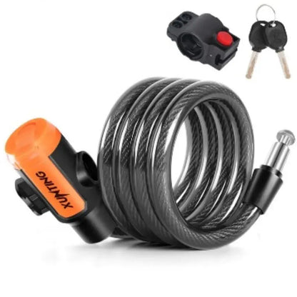 Xunting Bike Lock Coiled Secure Keys Bike Cable Lock with Mounting Bracket Weathproof Anti Theft Scooter Bicycle Lock Leedoar