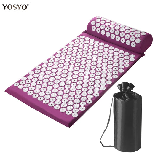 Almohadillas de masaje de yoga con puntos de contacto grandes para un mejor masaje de cuello, espalda y pies Almohadas de masaje para el hogar en color morado 