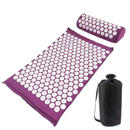 Almohadillas de masaje de yoga con puntos de contacto grandes para un mejor masaje de cuello, espalda y pies Almohadas de masaje para el hogar en color morado 