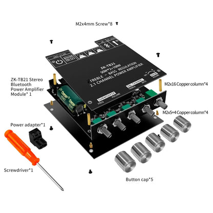 ZK-TB21 Bluetooth 5.0 Subwoofer Amplifier Board 50W*2+100W 2.1 Channel Power Audio Stereo Bass AMP TPA3116D2 Leedoar