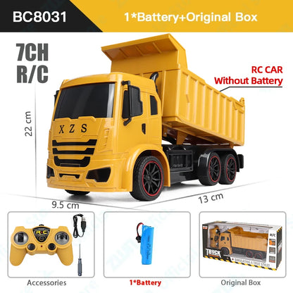 ZWN 2.4G Remote Control Excavator Dump Truck RC Model Car Toy Professional Alloy Plastic Simulation Construction Vehicle for Kid Leedoar